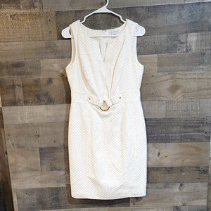 Liz Claiborne White Sleeveless Dress with Gold Hardware - Size 8